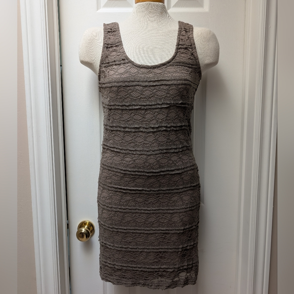 Streetwear Society Brown Lace Mini Dress